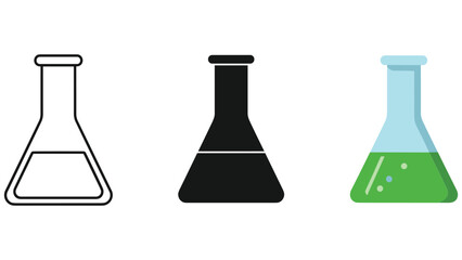 Laboratory flask icons set