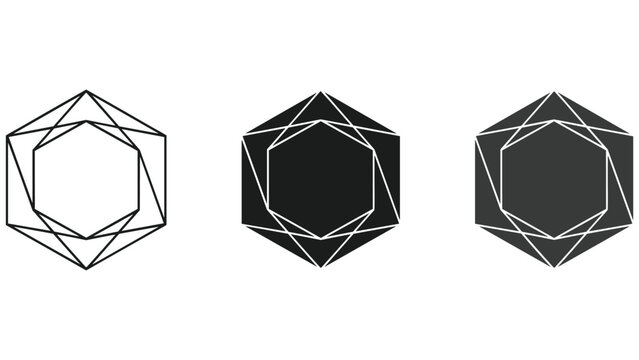 Geometric shapes with different shades and outlines