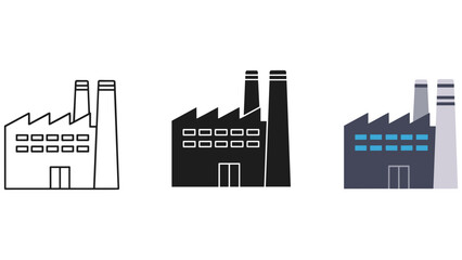 Obraz premium Industrial factory buildings with chimneys in various styles