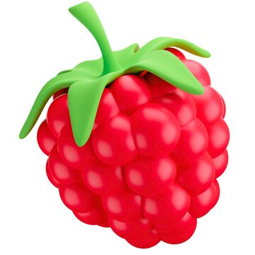 Vibrant Red Raspberry with Green Sepals on White Background fruit