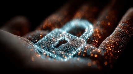 Secure your digital world with a shimmering padlock of light held protectively in an open hand, symbolizing data safety and online privacy.