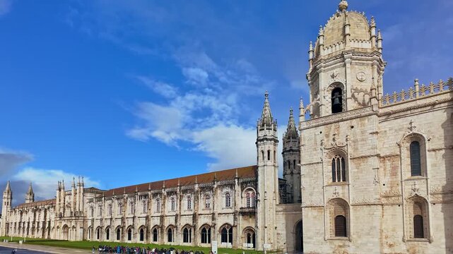 Magnificent facade of the Jeronimos Monastery in Lisbon, Portugal.