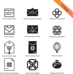 Lunar New Year Dragon Icon Collection &ndash; Vector EPS Illustration