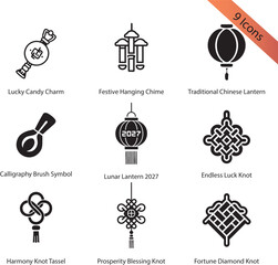 Chinese New Year Festival Symbol Icons &ndash; Editable EPS Vector