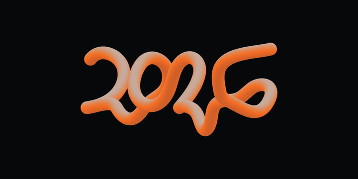 Modern 3D Abstract 2026 Typography on Black