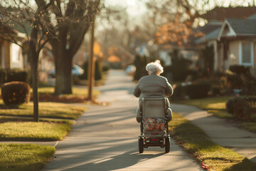 Senior Woman Using Electric Mobility Scooter Outdoors