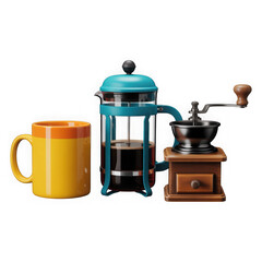 Coffee Brewing Equipment Set on Isolated Transparent Background
