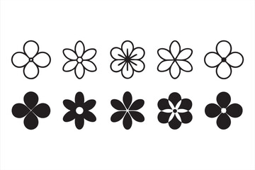 Simple Floral Icon Set for Botanical Branding and Logos
