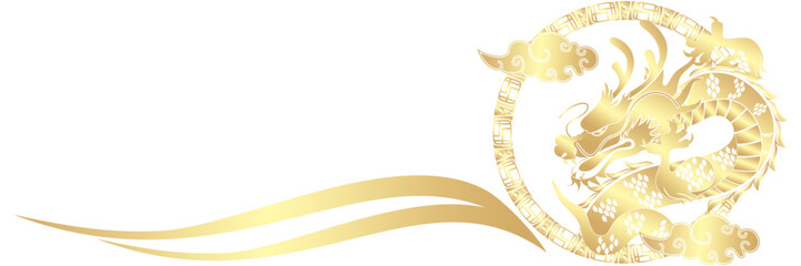 Illustration of a Chinese dragon with a Chinese New Year background.