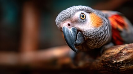 An up-close capture of a parrot perched on a branch, showcasing its vibrant colors and expressive gaze that reflect the beauty of wildlife and the essence of nature.