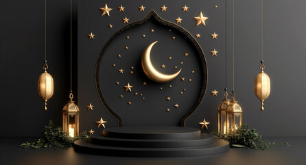 Elegant moon and stars display