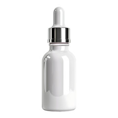 White Plastic Dropper Bottle Isolated On Transparent Background