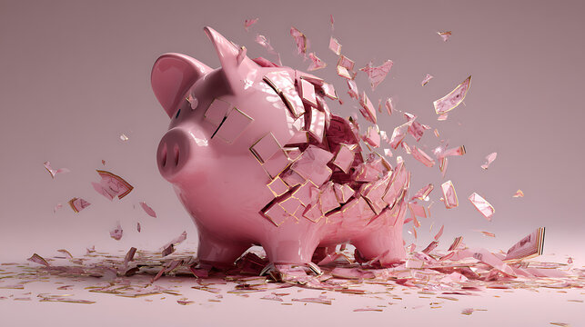 A visual of broken piggy bank symbolizing the financial crisis due to economic slowdown (1) - Powered by Adobe