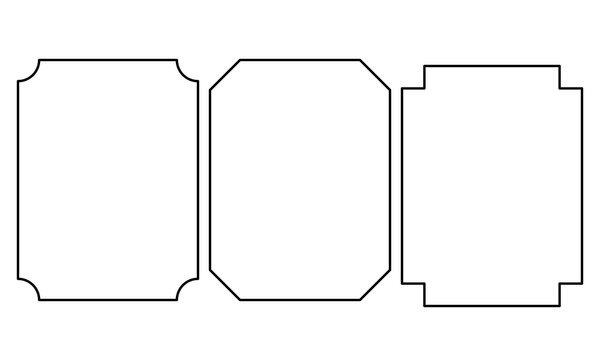 Professional plaque outline templates set isolated on white. Versatile vector frames for certificates, awards, labels, and classic badge design projects with clean minimalist lines.