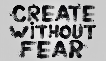 Motivational Quote &ldquo;Create Without Fear&rdquo; in Brush Stroke Typography 