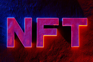 NFT Letters Non-Fungible Token Neon Light Art Concept