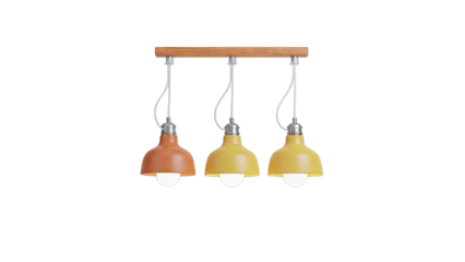 Three Pendant Lights Hanging with Wooden Beam