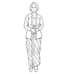 Illustration of Javanese Woman in Kebaya.