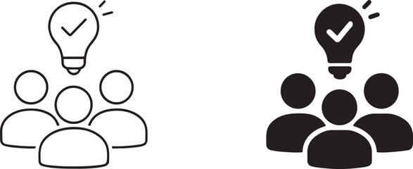 Minimal team insight line icons set with thin outline stroke for business analytics use.