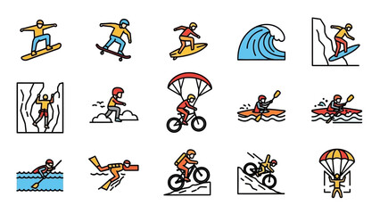 Obraz premium Collection of Extreme Sports Icons and Illustrations.