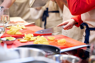 chef preparing food in restaurant