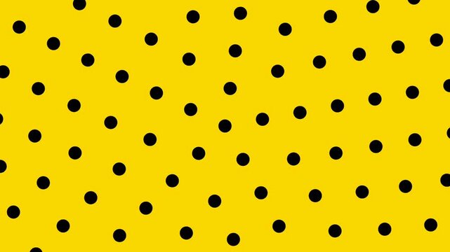 A loop animation polka dot pattern background,black and yellow color with motion blur.