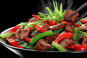 Appetizing Asian Cuisine: Close-up of Stir-Fried Dish