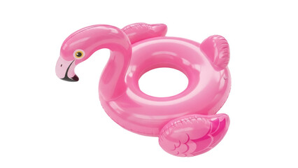 Isolated fun inflatable flamingo pool float, summer holiday relaxation accessory for swimming