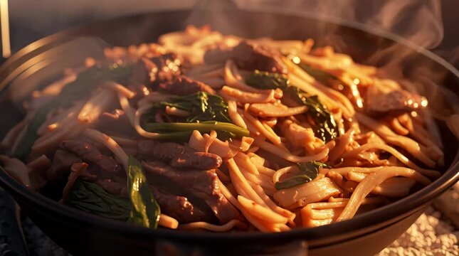 South Korea Flag Dissolving into Kimchi and Bulgogi