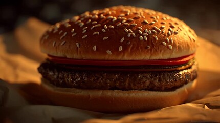 United States Flag Dissolving into Classic Hamburger - Powered by Adobe