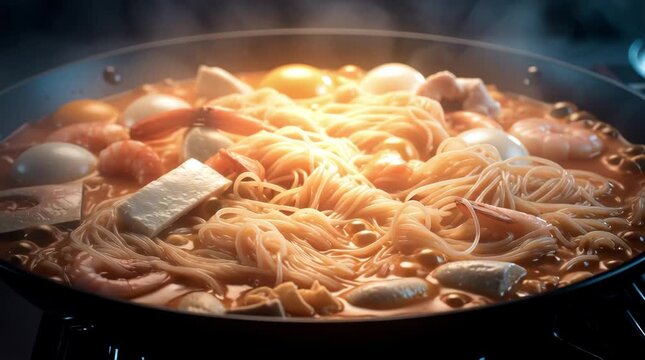Thailand Flag Morphing into Pad Thai Noodles