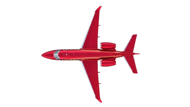 Isolated view of private jet aircraft, aviation industry, passenger jet airplane travel
