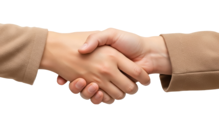 Isolated hands clasped in a business handshake showing partnership and collaboration deal