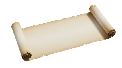 Isolated Unrolled Manuscript Scroll Parchment Document Letter Ancient Paper Texture Style
