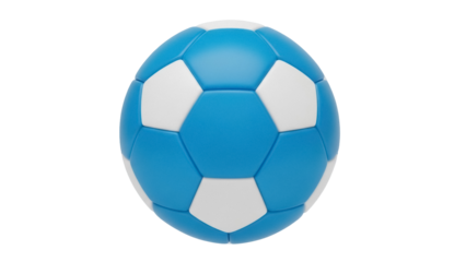 Isolated blue soccer ball, a sport equipment used in competitive team and recreational play