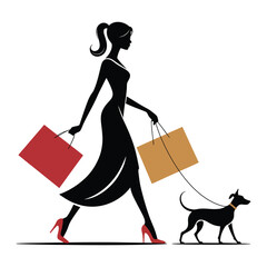 Modern Minimal Grocery Shopping Vector Illustration.