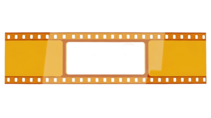 Isolated photographic strip of film with sprocket holes for capturing moving pictures