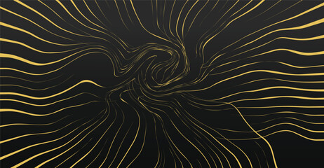 Abstract golden lines swirling on a dark background, creating a dynamic and elegant visual pattern.