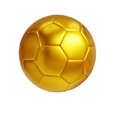 Golden soccer ball on transparent background.