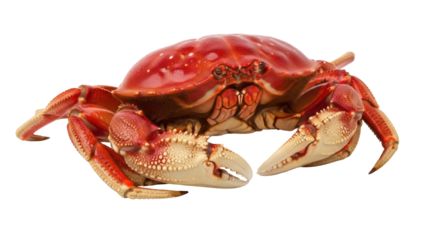Isolated edible red crab specimen on neutral background, decapod crustacean, marine life