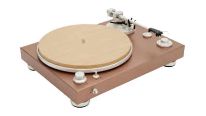 Isolated Vinyl Record Player in Beige, Vintage Audio Equipment for Music Enthusiasts