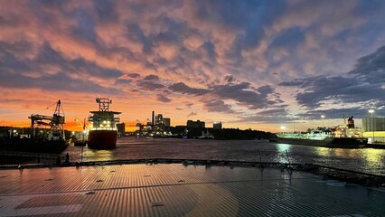 sunset over the river
