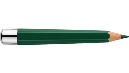 Isolated green colored pencil, perfectly sharpened point ready to use for creativity projects