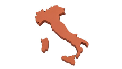 Isolated 3D rendering of an orange map of Italy with its islands for design elements © Conor