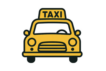 Fototapeta premium Yellow taxi car service transportation front view