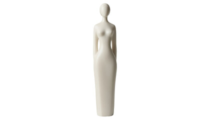 Isolated slender porcelain figure of elegant woman with arms behind her back on clean backdrop