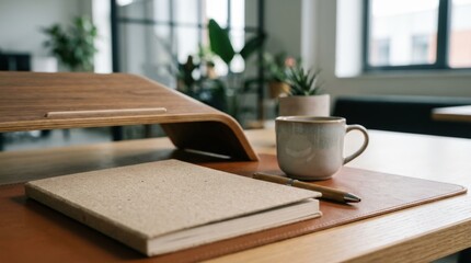 Creative workstation setup modern office desk arrangement bright environment close-up view productivity and inspiration