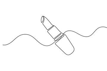Fototapeta premium Lipstick icon outline in continuous one line drawing style minimalist vector illustration isolated