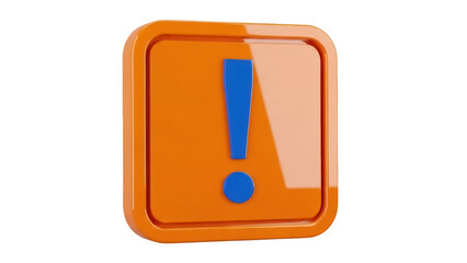 Isolated Exclamation Point Icon, Orange Button Sign, Blue Symbol, Caution Attention Mark Alert