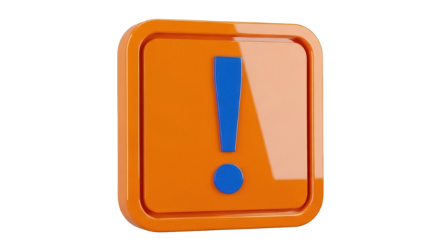 Isolated Exclamation Point Icon, Orange Button Sign, Blue Symbol, Caution Attention Mark Alert - Powered by Adobe